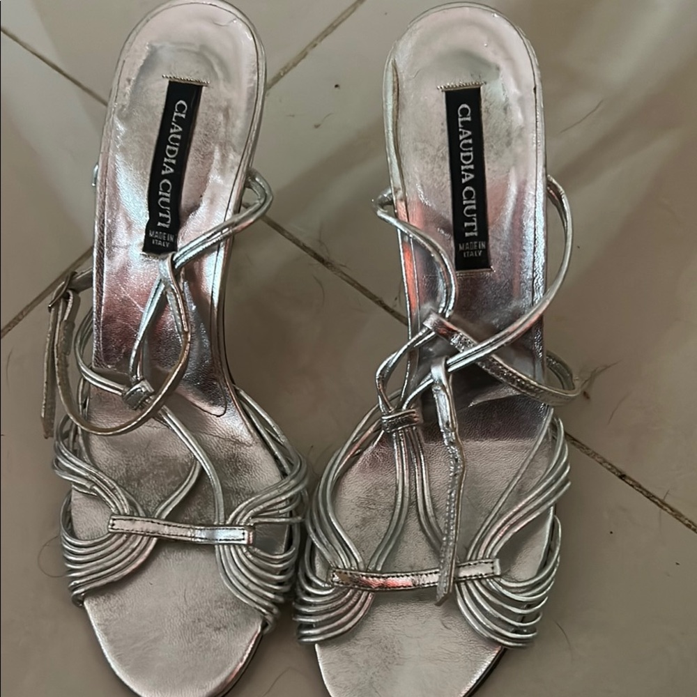 Silver Strappy Heels